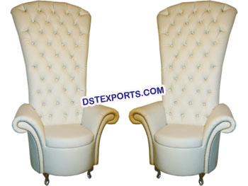 Wedding High Back Crystal Fitted White Chair