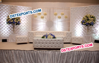 Romantic White Tufted Wedding Stage