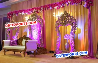 Wedding Stage Temple Shape Carved Back Frames