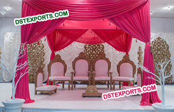 Wedding Wooden Mandap Chairs Set