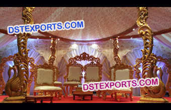 Golden Wedding Mandap Chairs Set