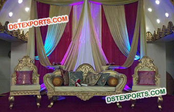 Indian Muslim Wedding Gold Sofa Set