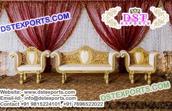 Punjabi Wedding Golden Carved Sofa Set