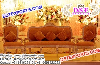 Hindu Wedding Stage Gold Sofa Set