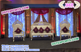 Indian Wedding White Gold Sofa Set