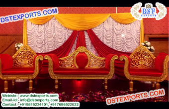 Indian Wedding Red Gold Sofa Set