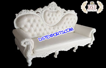 Antique Pearl White Leather Wedding Sofa